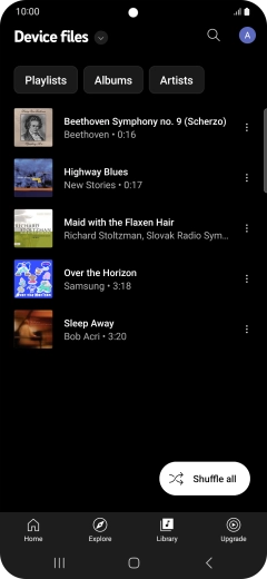 Press the required audio file. Press the required audio file.