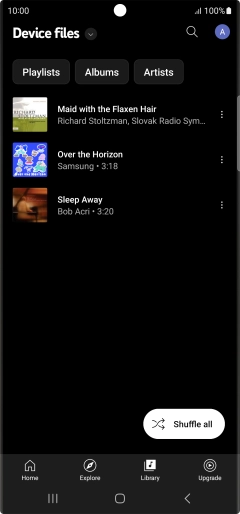 Press the required audio file. Press the required audio file.