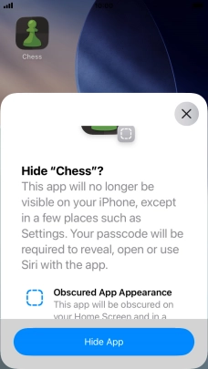 Press Hide App. Press Hide App.