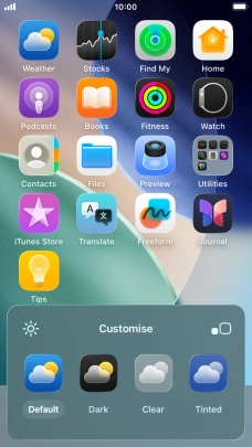 Press the required setting to select the size of app icons on the home screen. Press the required setting to select the size of app icons on the home screen.