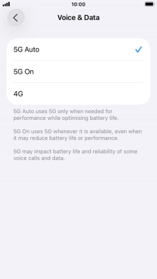 To turn on automatic switch between 5G and 4G, press 5G Auto. To turn on automatic switch between 5G and 4G, press 5G Auto.