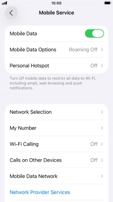 Press Mobile Data Options. Press Mobile Data Options.