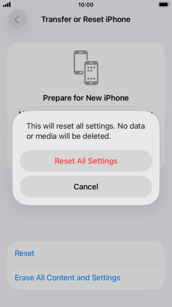 Press Reset All Settings. Press Reset All Settings.