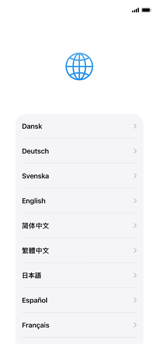 Press the required language. Press the required language.