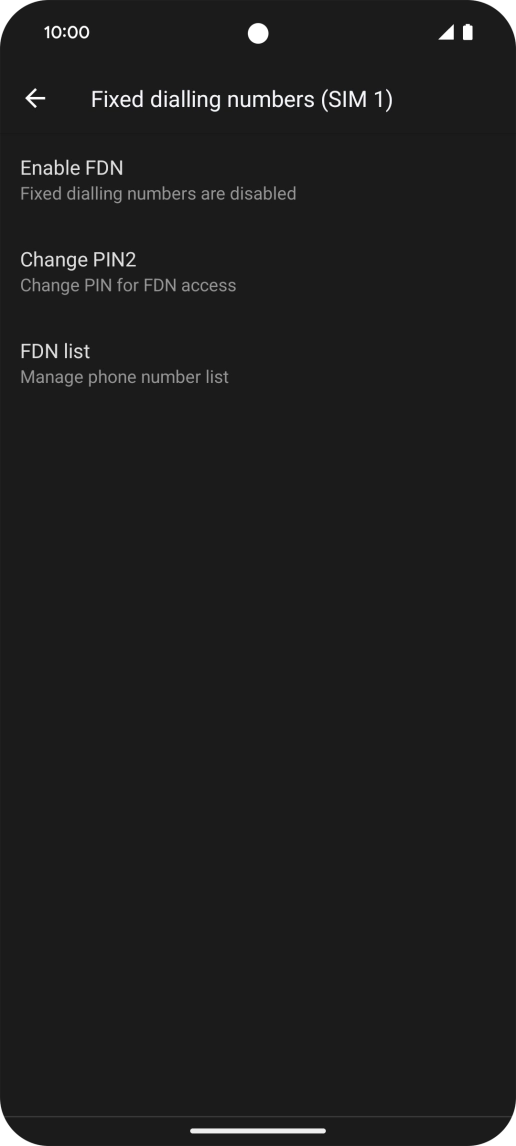 Press Enable FDN. Press Enable FDN.