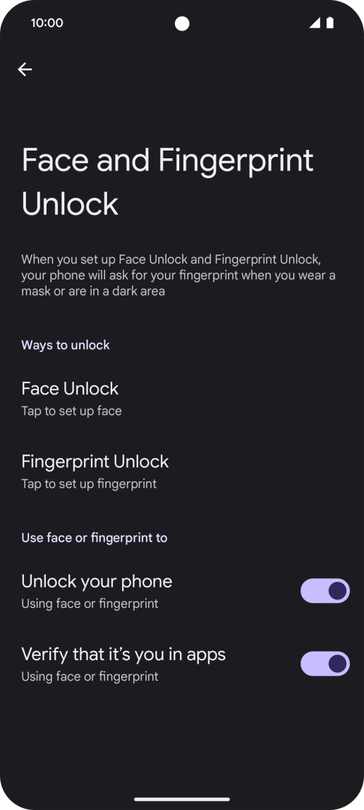 Press Fingerprint Unlock. Press Fingerprint Unlock.