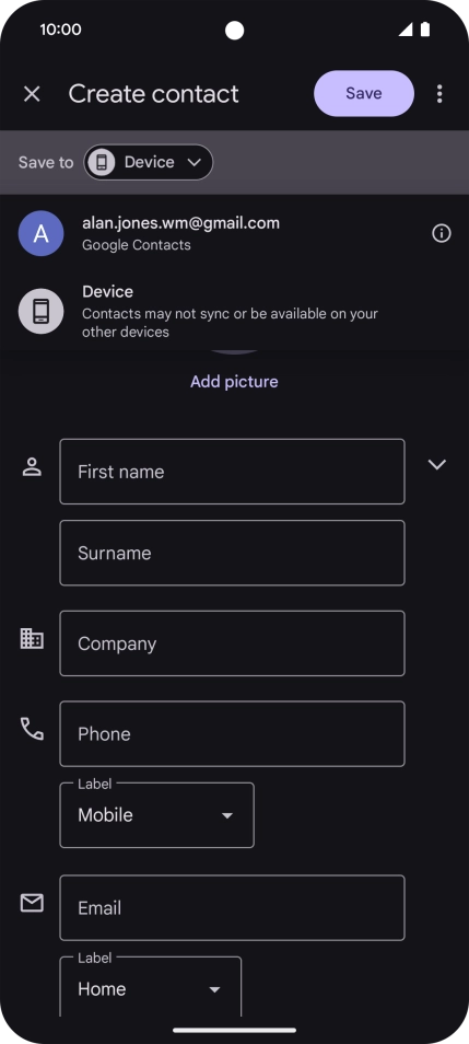 Press the required Google account. Press the required Google account.