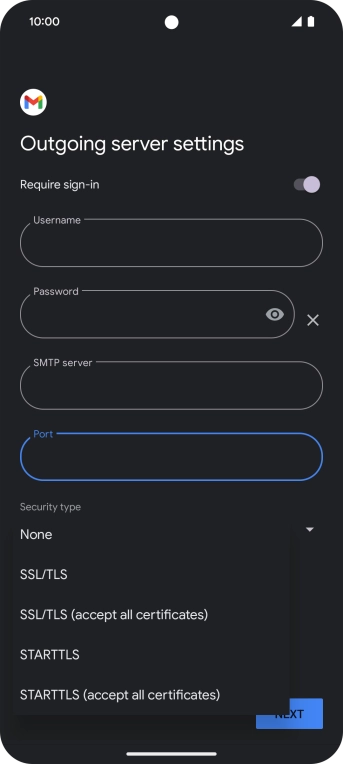 Press SSL/TLS. Press SSL/TLS.