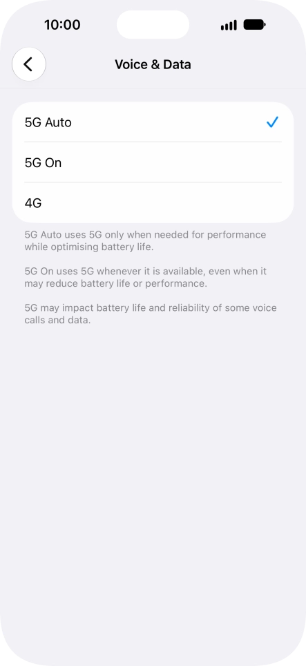 To turn on automatic switch between 5G and 4G, press 5G Auto. To turn on automatic switch between 5G and 4G, press 5G Auto.