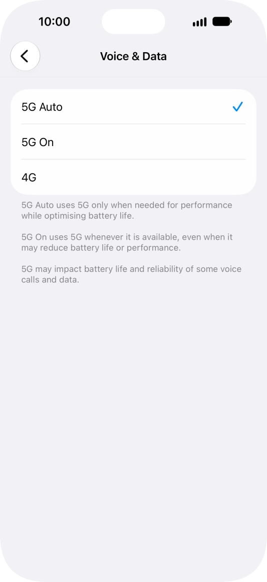 To turn on automatic switch between 5G and 4G, press 5G Auto. To turn on automatic switch between 5G and 4G, press 5G Auto.