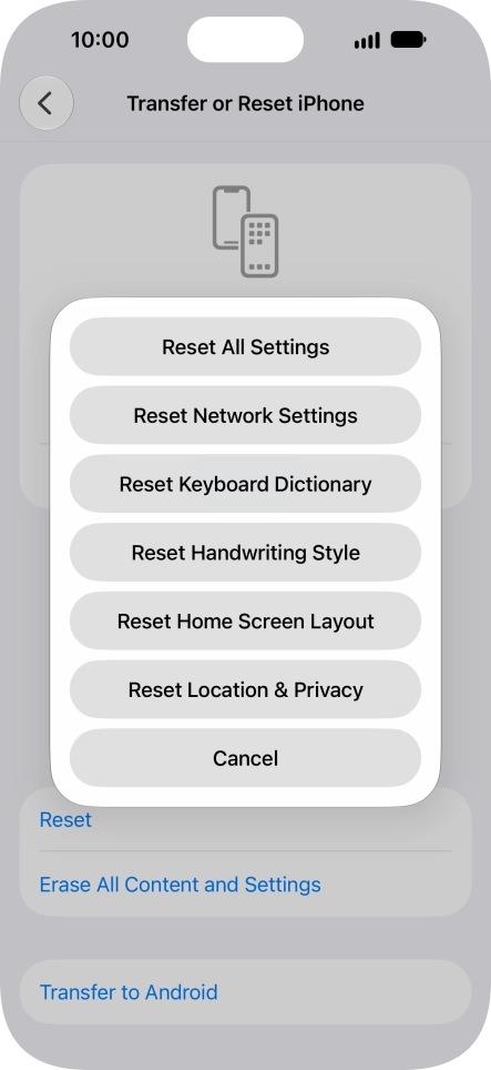 Press Reset All Settings. Press Reset All Settings.