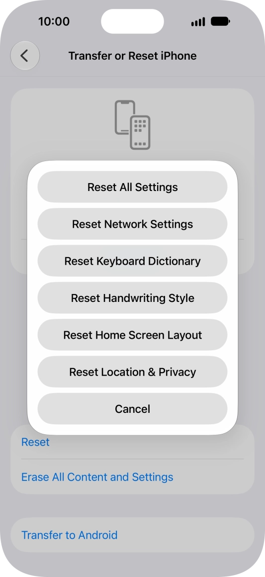 Press Reset All Settings. Press Reset All Settings.