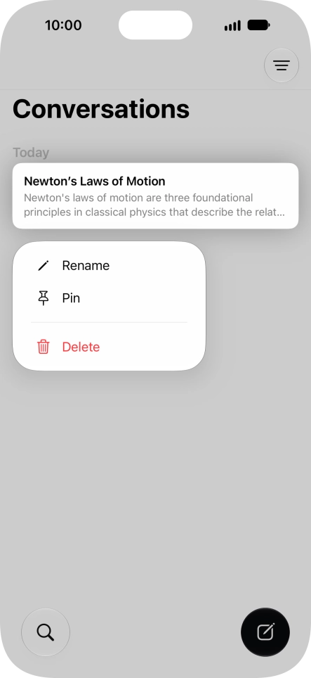 Press Rename and follow the instructions on the screen to rename the conversation. Press Rename and follow the instructions on the screen to rename the conversation.
