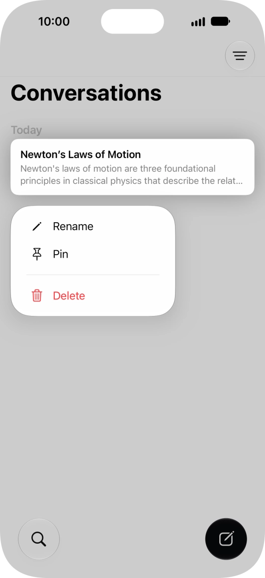 Press Rename and follow the instructions on the screen to rename the conversation. Press Rename and follow the instructions on the screen to rename the conversation.