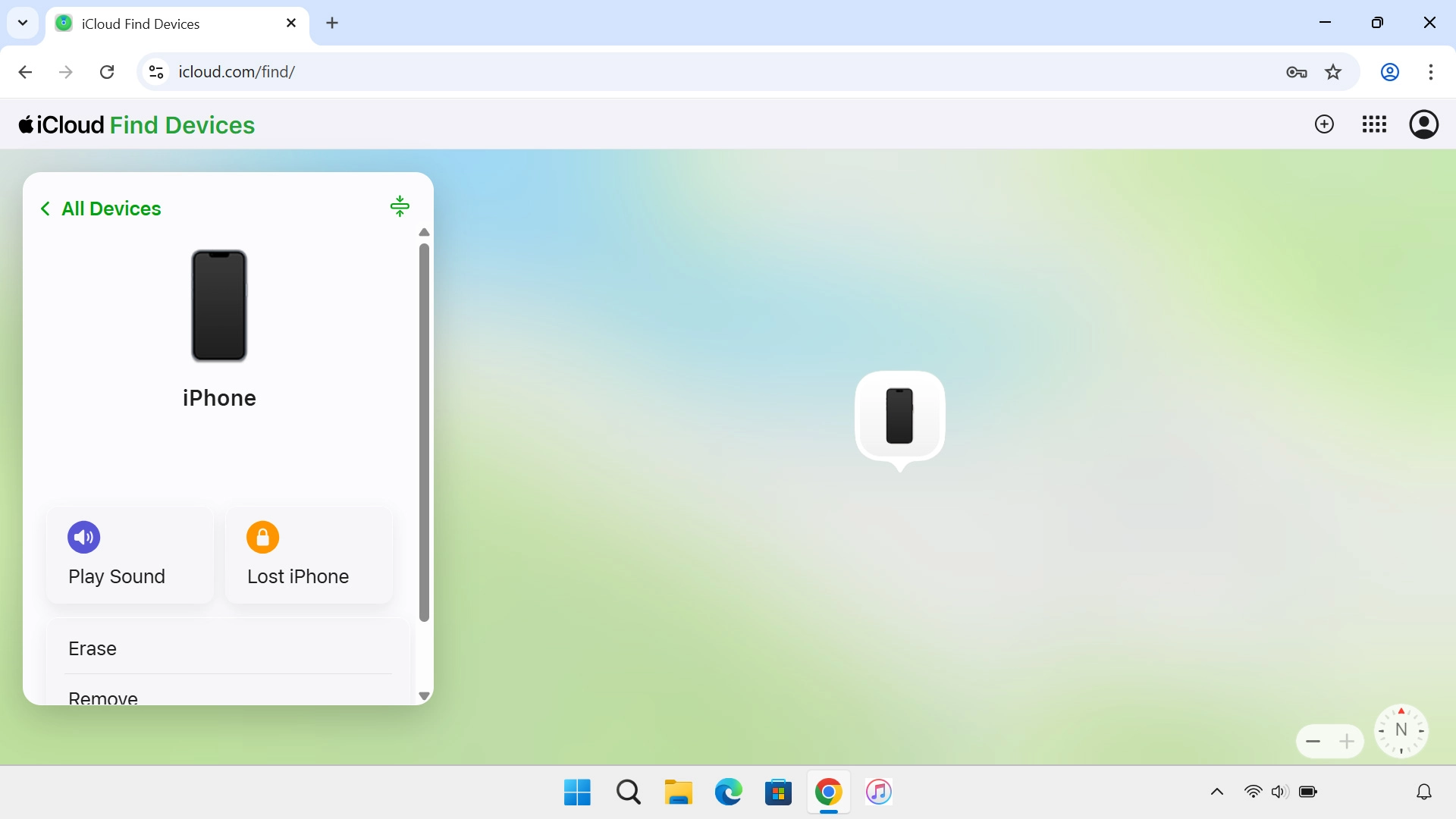 Your phone's latest position is displayed on the map. Your phone's latest position is displayed on the map.