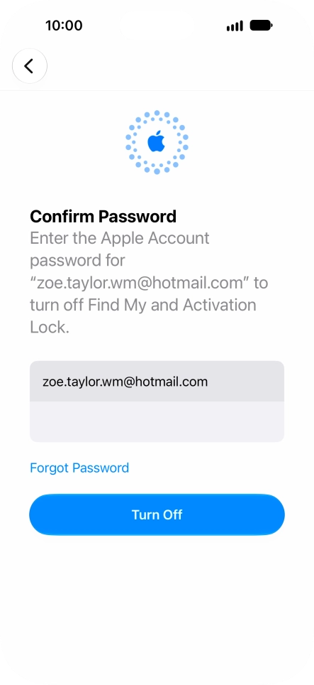 Key in the password for your Apple Account and press Turn Off. Wait a moment while the factory default settings are restored. Follow the instructions on the screen to set up your phone and prepare it for use. Key in the password for your Apple Account and press Turn Off. Wait a moment while the factory default settings are restored. Follow the instructions on the screen to set up your phone and prepare it for use.