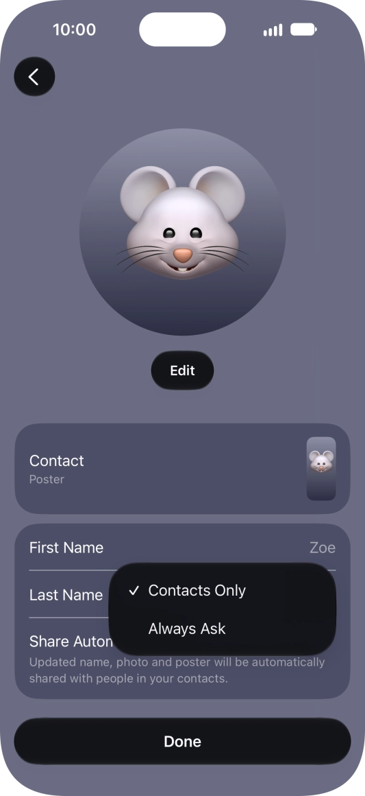 Press the required setting. Press the required setting.