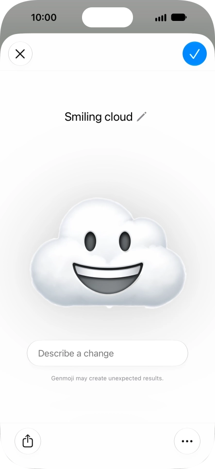 To add or change something about your Genmoji, press Describe a change and follow the instructions on the screen to describe the required changes. To add or change something about your Genmoji, press Describe a change and follow the instructions on the screen to describe the required changes.
