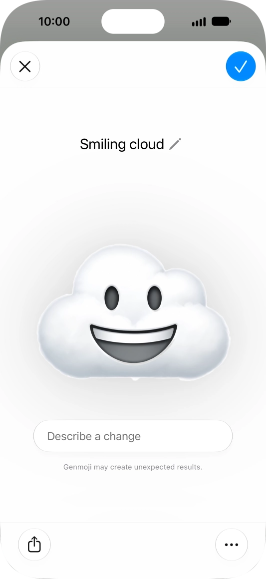 To add or change something about your Genmoji, press Describe a change and follow the instructions on the screen to describe the required changes. To add or change something about your Genmoji, press Describe a change and follow the instructions on the screen to describe the required changes.