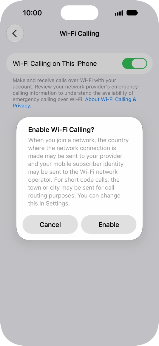 If you turn on the function, press Enable. If you turn on the function, press Enable.