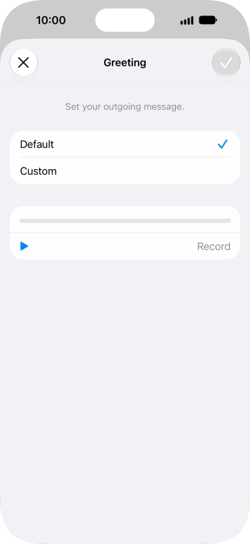 Press Default to select the default greeting. Press Default to select the default greeting.