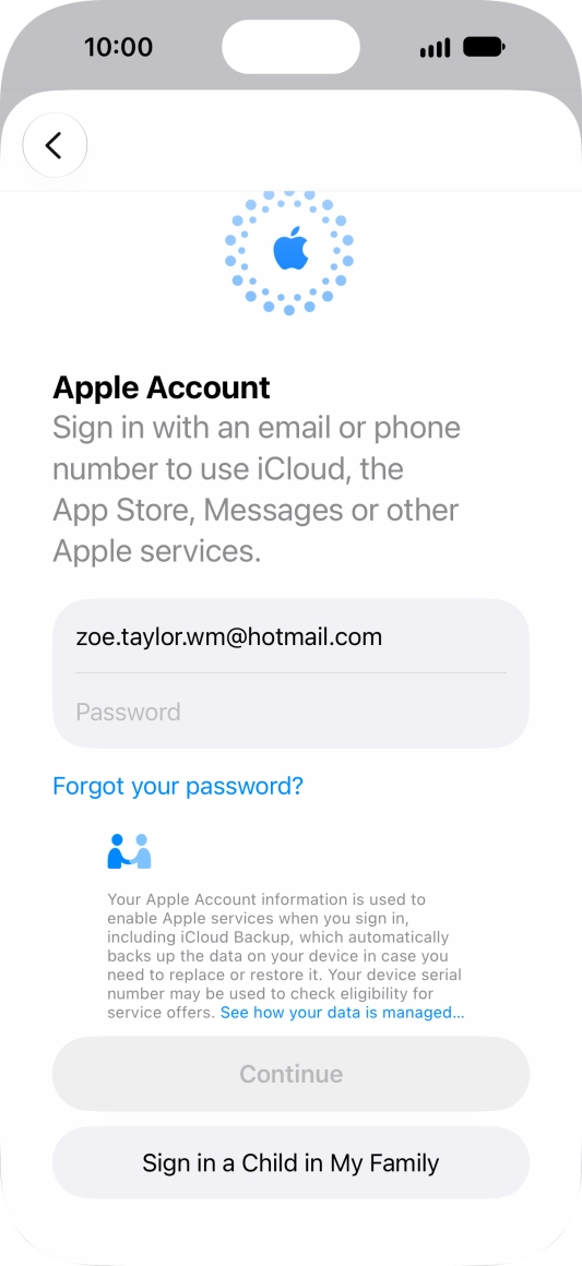 Press Password and key in the password for your Apple Account. Press Password and key in the password for your Apple Account.