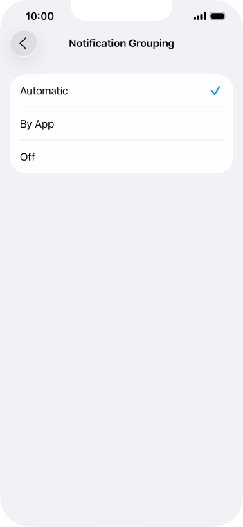 Press the required setting. Press the required setting.