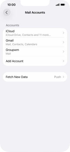 Press the name of the email account you've just set up. Press the name of the email account you've just set up.