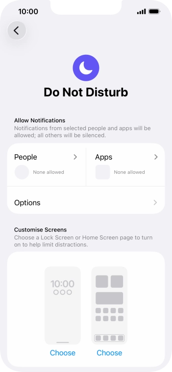 Press People and follow the instructions on the screen to select which contacts you would like to receive calls and notifications from when Do Not Disturb is turned on. Press People and follow the instructions on the screen to select which contacts you would like to receive calls and notifications from when Do Not Disturb is turned on.