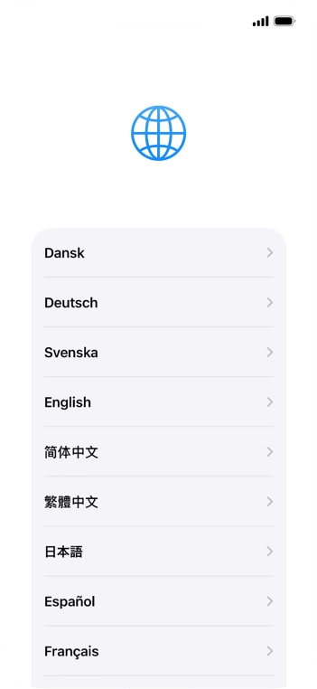 Press the required language. Press the required language.