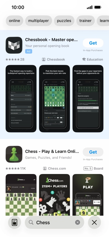 Press the required app. Press the required app.
