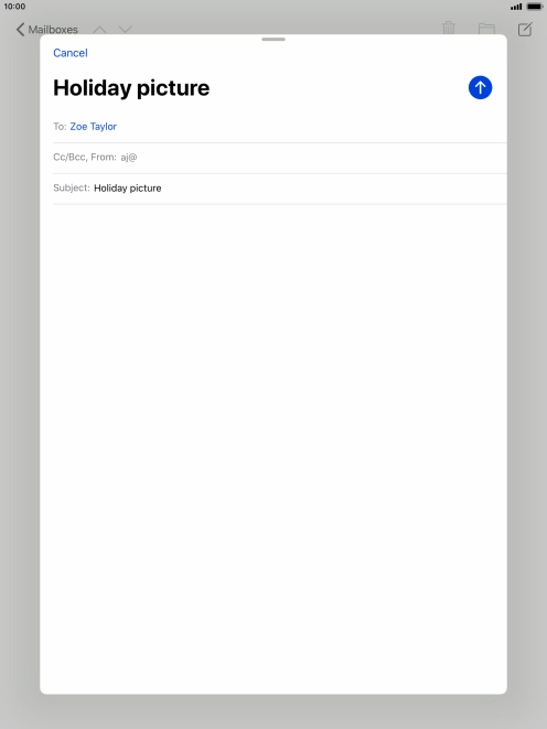 Press the text input field and write the text for your email. Press the text input field and write the text for your email.