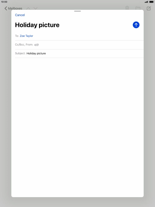 Press the text input field and write the text for your email. Press the text input field and write the text for your email.