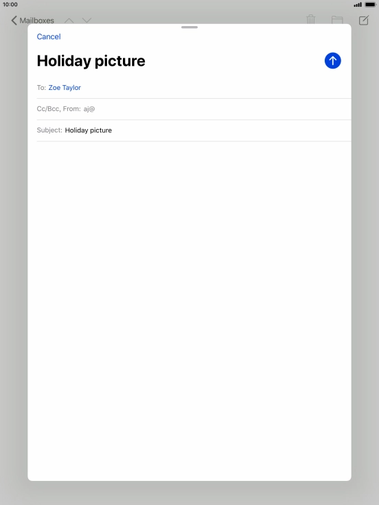 Press the text input field and write the text for your email. Press the text input field and write the text for your email.