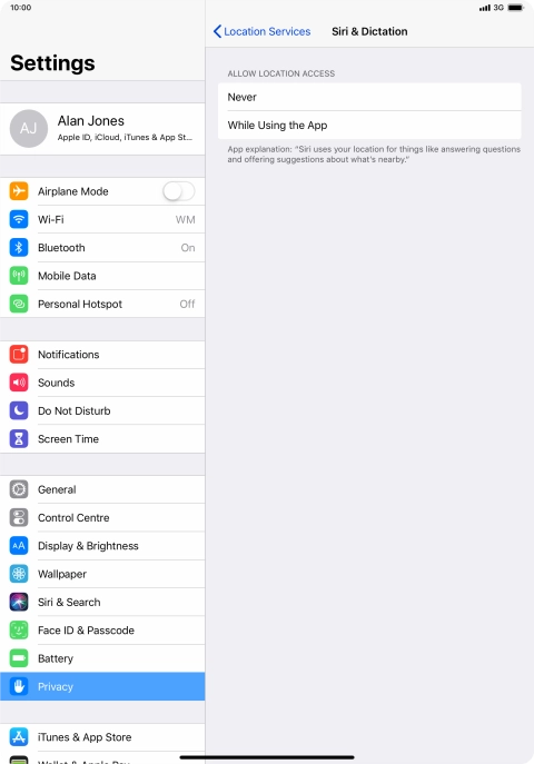 Press the required setting to turn the function on or off. Press the required setting to turn the function on or off.