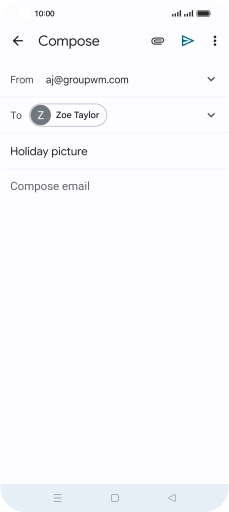 Press the text input field and write the text for your email. Press the text input field and write the text for your email.