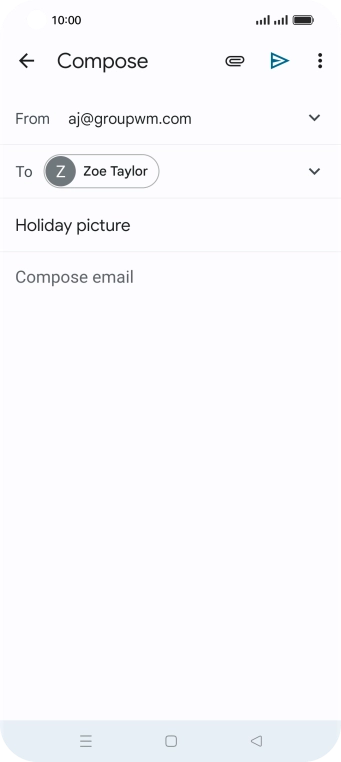 Press the text input field and write the text for your email. Press the text input field and write the text for your email.