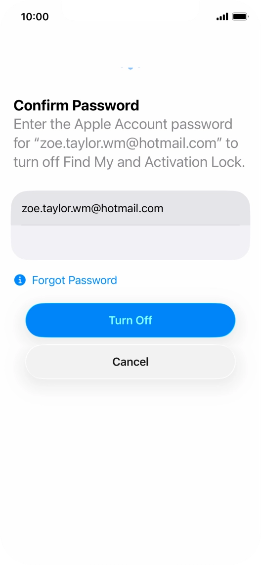 Key in the password for your Apple Account and press Turn Off. Wait a moment while the factory default settings are restored. Follow the instructions on the screen to set up your phone and prepare it for use. Key in the password for your Apple Account and press Turn Off. Wait a moment while the factory default settings are restored. Follow the instructions on the screen to set up your phone and prepare it for use.