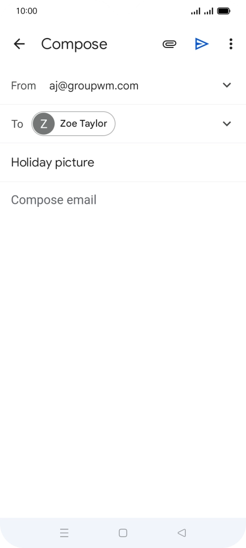 Press the text input field and write the text for your email. Press the text input field and write the text for your email.