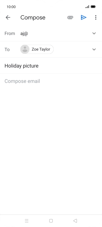 Press the text input field and write the text for your email. Press the text input field and write the text for your email.