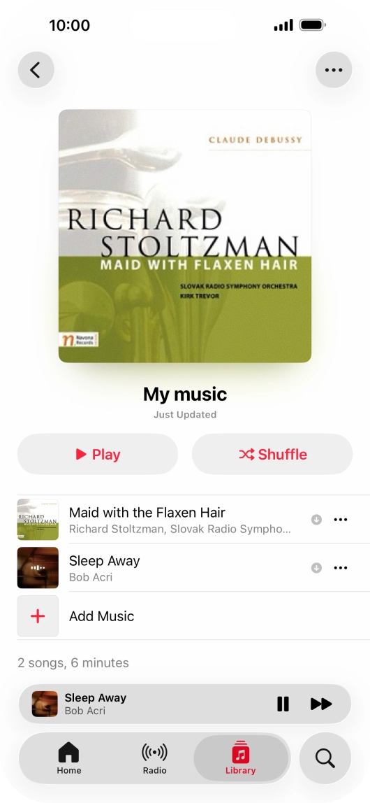 Press the song title. Press the song title.