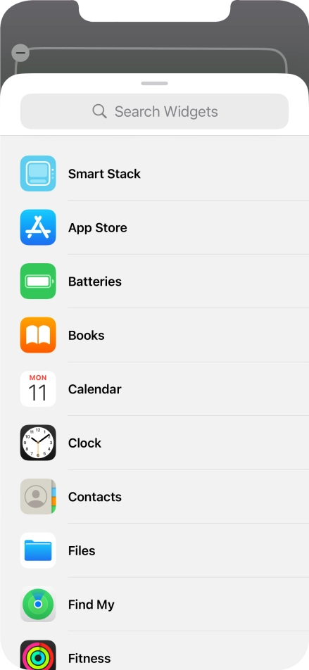 Press the required widget. Press the required widget.