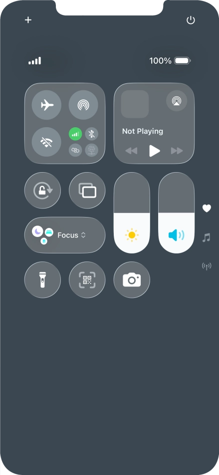 Press the flight mode icon to turn the function on or off. Press the flight mode icon to turn the function on or off.