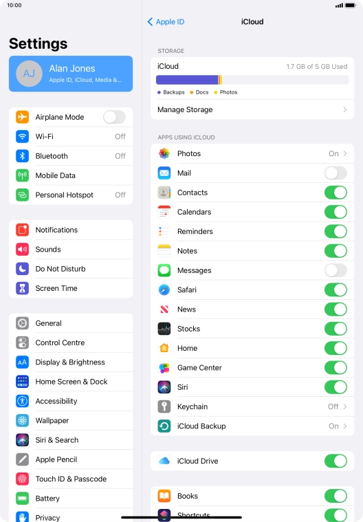 Press iCloud Backup. Press iCloud Backup.