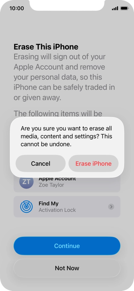 Press Erase iPhone. Press Erase iPhone.