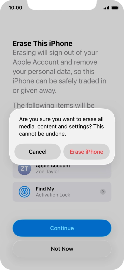 Press Erase iPhone. Press Erase iPhone.