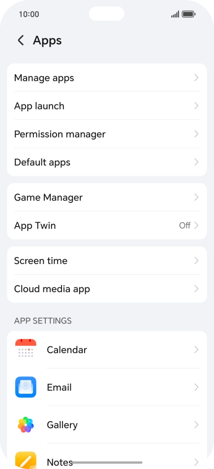 Press Manage apps. Press Manage apps.