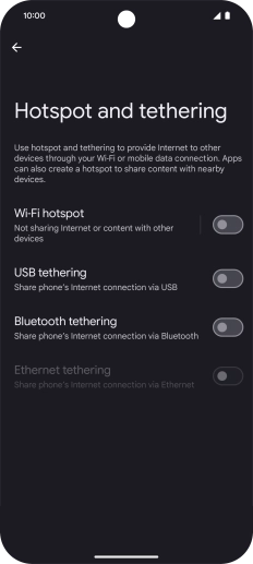 Press Wi-Fi hotspot. Press Wi-Fi hotspot.