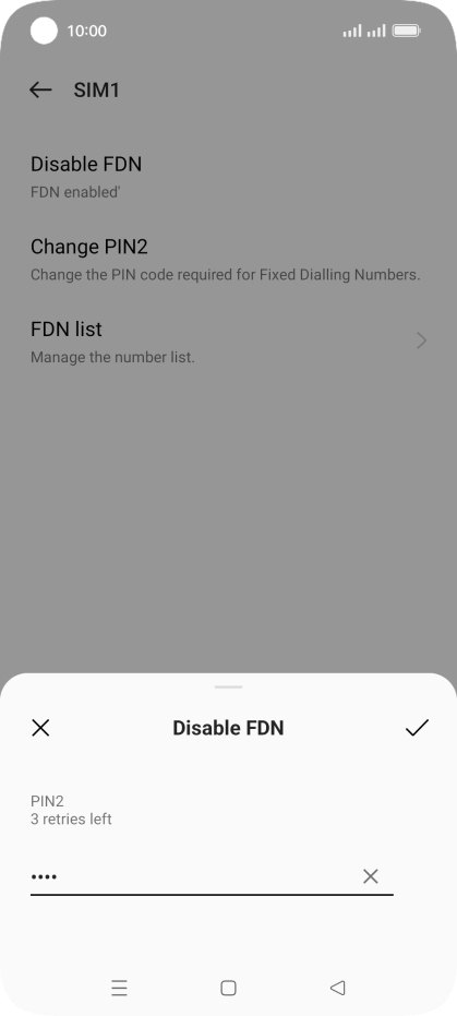 Key in the PIN2 and press the confirm icon. The default PIN2 is 0000. Key in the PIN2 and press the confirm icon. The default PIN2 is 0000.