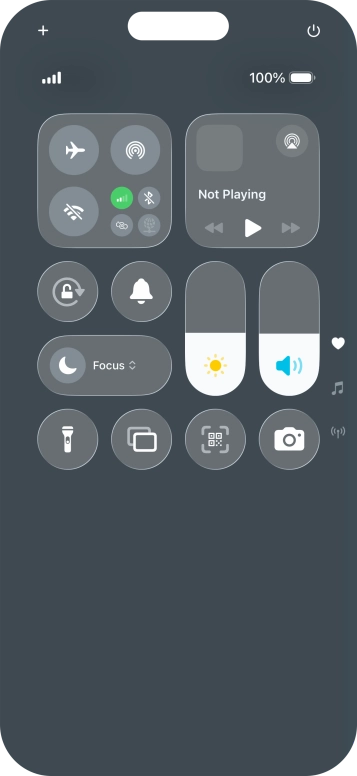 Press the flight mode icon to turn the function on or off. Press the flight mode icon to turn the function on or off.